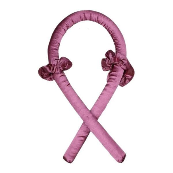 Satin hair curlers Pink بیگودی ساتن مو (به همراه 2 تا کش ساتن ) - Image 1
