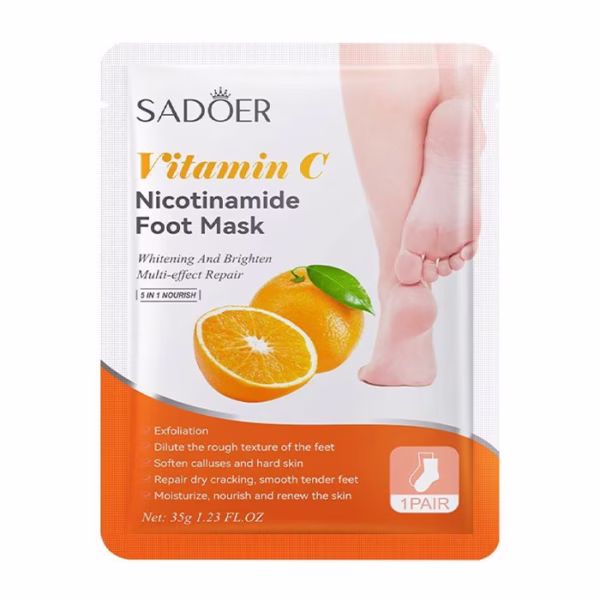 SADOER Vitamin C Nicotinamide Foot Mask ماسک ورقه ای پرتقالی پا - Image 1