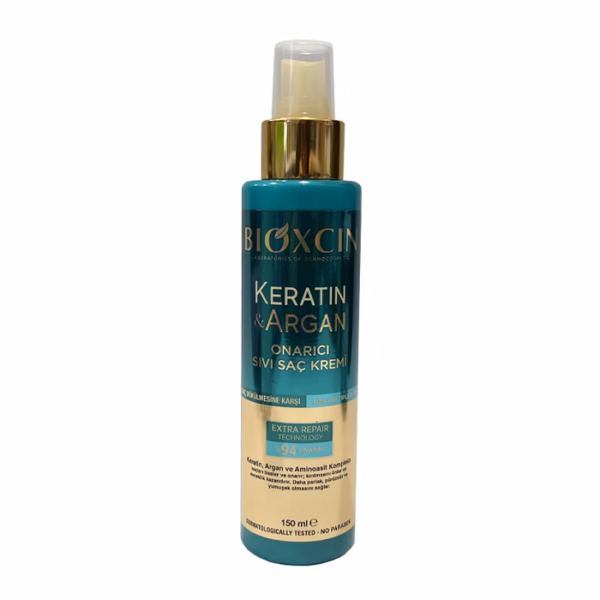 Bioxcin Keratin & Argan Onarıcı Sıvı Saç Bakım Kremi اسپری موی بعد از حمام بیوکسین مناسب موی وز و آسیب دیده - Image 1